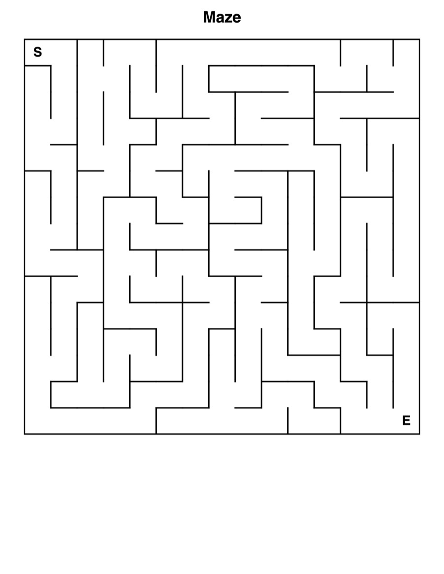 Maze puzzle page, real PuzzleForge output