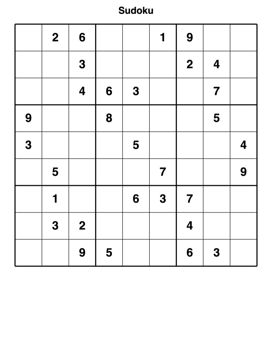 Sudoku puzzle page, real PuzzleForge output